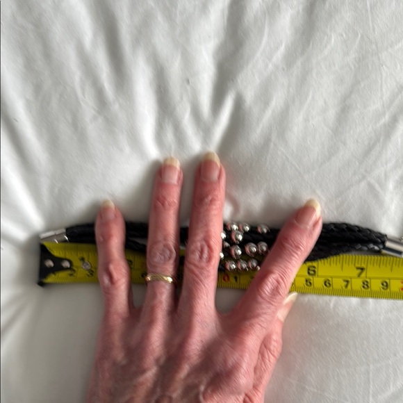 Erwin Pearl Women’s Black Braided Leather and Silver Bracelet - Picture 5 of 6